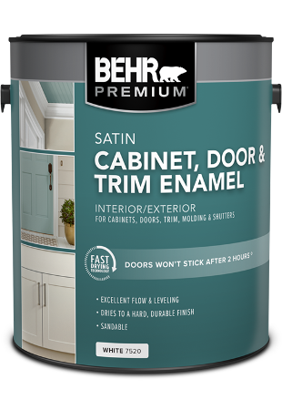 1 gal can of Behr Cabinet, Door  & Trim paint, satin enamel